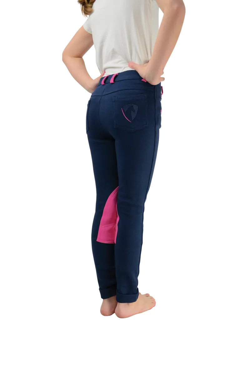 Hy Equestrian Belton Children's Jodhpurs - Navy/Pink-1